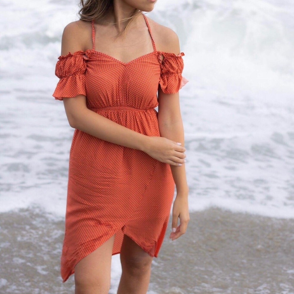 Missguided Orange Polka Dot Dress (Small)